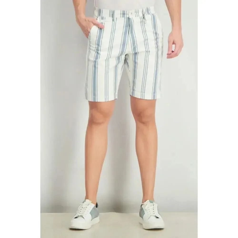 NWT American Eagle Slim Above Knee Shorts Next Level Flex Striped White Mens 30